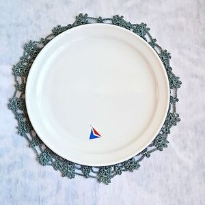 Vintage Delta Airlines 8" White Logo Plate, Mayer China Co. Beaver Falls,  PA
